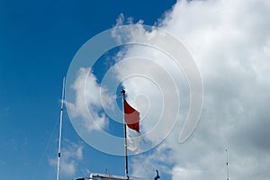 Indonesian flag on a fishing boat mast
