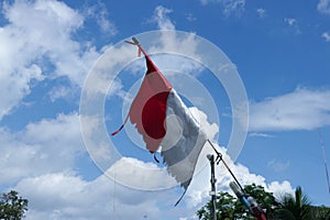 Indonesian flag on a fishing boat mast