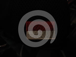 The Indonesian flag is red and white on a black background