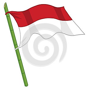 Indonesian Flag on Spiky Sharpened Bamboo Drawing Vector Illustration Dirgahayu RI