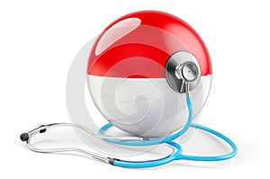 Indonesian flag with stethoscope. Health care in Indonesia concept, 3D rendering