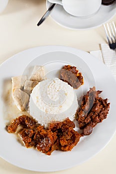 Indonesian Food Gudeg on white plate