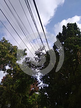 Indonesian High voltage powerline at noon