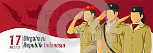 Banner hari kemerdekaan Republik Indonesia - translate Indonesian republic independence day banner photo