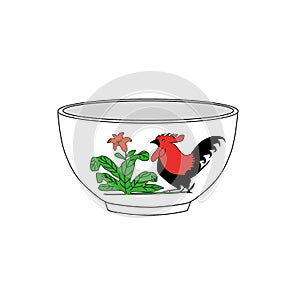 Classuc bowl from asia, vector illustration, white background