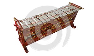 Indonesian Javanese Traditional Gamelan Music Instruments in White Isolated Background 08