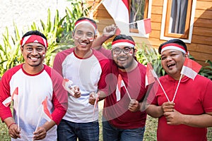 Indonesian man celebrating independence day photo