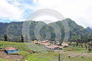 Indonesian Mountains Village, Near Volcano Mont Bromo photo