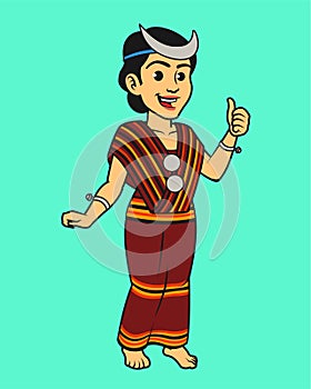 Indonesian Nusa Tenggara Timur Native in Traditional Dress