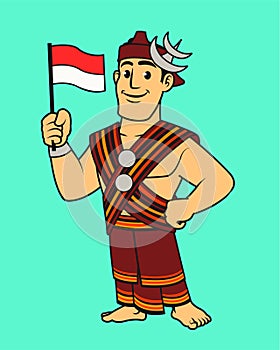 Indonesian Nusa Tenggara Timur Native in Traditional Dress