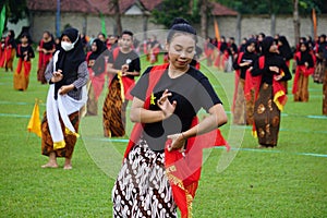 Indonesian performing gambyong dance. This dance comes from central java