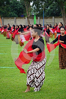 Indonesian performing gambyong dance. This dance comes from central java