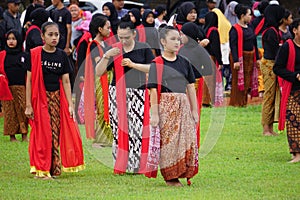Indonesian performing gambyong dance. This dance comes from central java