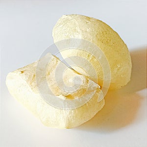 indonesian snacks: skin crackers or kerupuk kulit in white background photo