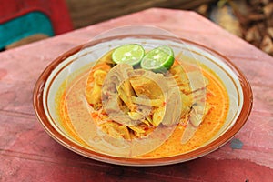 Indonesian specialties, namely young jackfruit curry photo