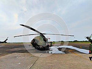 Indonesian state combat helicopters help the army to fight to protect the sovereignty photo