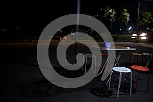 Indonesian Street Vendor At Night