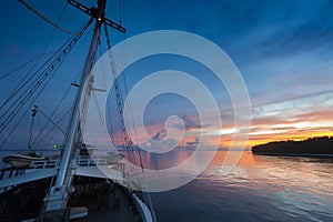 Indonesian Sunset from a Schooner Sailboat