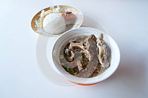 Indonesian tradisional soup called sop buntut with rice