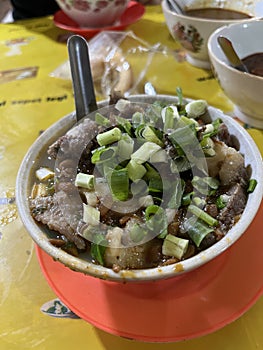 Indonesian traditional beef soup from Tegal called \