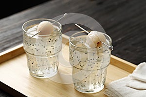 Indonesian Traditional Refreshment Made from Shredded Jelly, Basil Seed, Lyche, Simple Syrup
