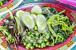Indonesian vegetables sayur lalapan boiled vegetables