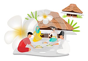 Indonesians flat vector illustration