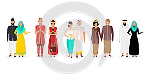 Indonesians flat vector illustrations set photo