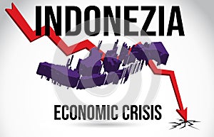 Indonezia Map Financial Crisis Economic Collapse Market Crash Global Meltdown Vector photo
