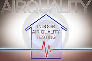 Indoor air quality testing - concept image with check-up chart about indoor pollutants