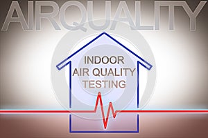 Indoor air quality testing - concept image with check-up chart about indoor pollutants photo
