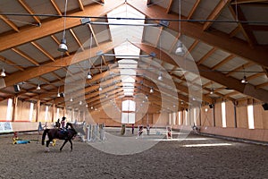 The indoor arena is a special place where horses are trained or trained