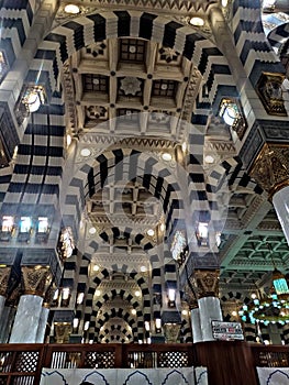 Indoor arhitecture nabawi mosque madinah