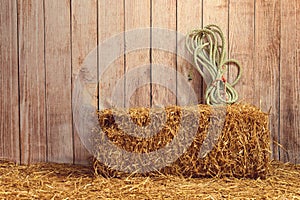 indoor barn with hay bale