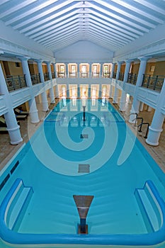 Indoor big blue swimming pool