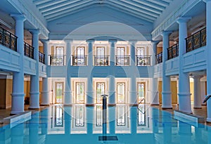 Indoor big blue swimming pool