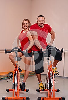 Indoor bycicle cycling portrait
