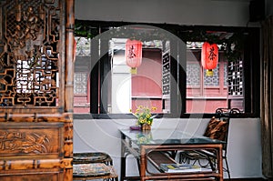 Indoor of a Chinese tea house