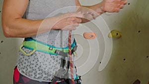 indoor climbing class with female instructor and two female climbers