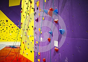 Indoor climbing wall colorful