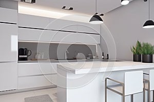 home house interior modern table chair kitchen room design furniture dining. Generative AI.