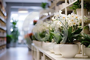 Indoor flowers in the store. Generative AI technology