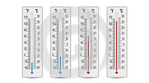 Indoor Home Office Thermometer Vector. Hot And Cold Temperature. Isolated Illustration