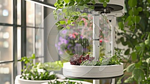 Indoor Hydroponic Garden With Lush Greenery