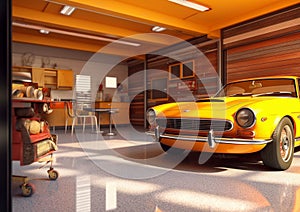 indoor or interior garage with Generative AI