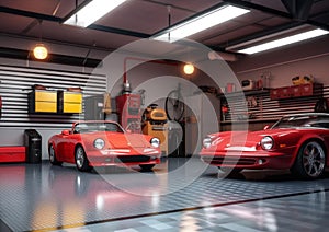 indoor or interior garage with Generative AI