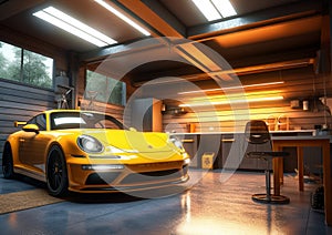 indoor or interior garage with Generative AI