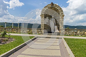 Indoor interior. In Old Church preserved interior decoration and wall-painting of the renaissance in Goshev, Ukraine. Monument of