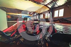 Indoor karting area for children.