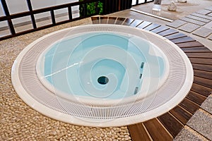 Indoor modern swimming pool in hotel spa center. Beautiful pool in the spa center, rest, relaxation.